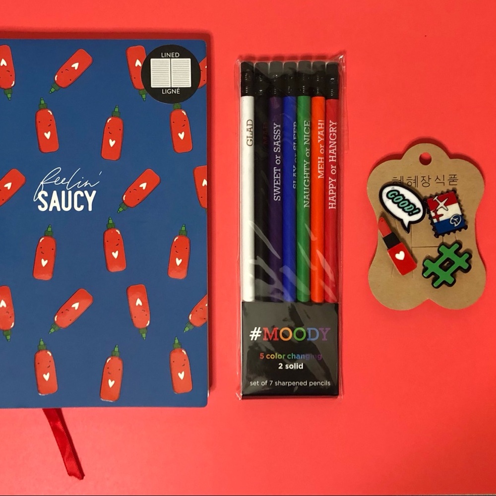 Curated stationery Sriracha journal mood pencils